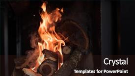  Presentation with flame - Colorful PPT theme enhanced with modern fireplace with glass door backdrop and a wine colored foreground