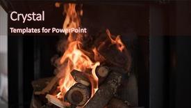  Presentation with flame - Presentation theme consisting of modern fireplace with glass door background and a wine colored foreground