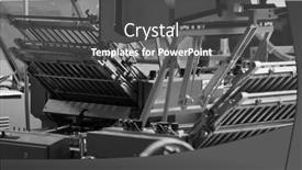  Presentation with machine shop - PPT theme with modern-folding-machine-for-newspaper background and a dark gray colored foreground