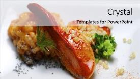  Presentation with white plate - Colorful PPT theme enhanced with modern food - lobster with rice backdrop and a  colored foreground