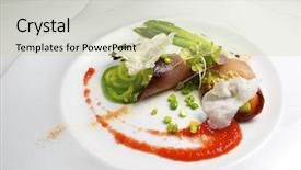  Presentation with modern food - Amazing presentation design having modern food - mojama tuna salad backdrop and a  colored foreground