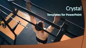  Presentation with exercises - Presentation design consisting of workfunction - young sportsman exercises background and a wine colored foreground