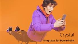  Presentation with social networks - PPT layouts with modern-generation-of-teenagers background and a gold colored foreground