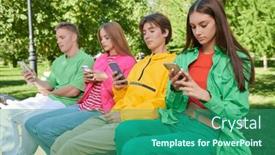  Presentation with youth - PPT theme enhanced with modern-generation-portrait-of-teenagers background and a ocean colored foreground