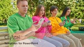  Presentation with youth - Presentation theme having modern-generation-portrait-of-teenagers background and a coral colored foreground