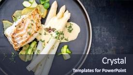  Presentation with german - Slides enhanced with modern german fried cod fish background and a tawny brown colored foreground