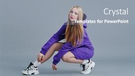  Presentation with sneakers - Cool new slides with modern-girl-in-sneakers backdrop and a gray colored foreground