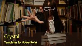  Presentation with educational - Presentation theme with modern-girl-student-stands background and a wine colored foreground