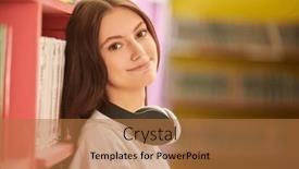  Presentation with educational - PPT theme with modern-girl-student background and a coral colored foreground