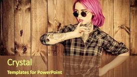  Presentation with close up baby girl knitted - Amazing theme having modern girl with bright crimson backdrop and a tawny brown colored foreground