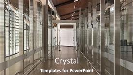 Presentation with airport terminal - Cool new presentation theme with modern-glass-hallway backdrop and a gray colored foreground