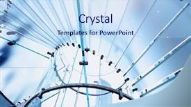  Presentation with glass - PPT theme consisting of modern glass spiral staircase background and a sky blue colored foreground