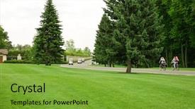  Presentation with self driving cars - Cool new slides with modern golf carts driving along backdrop and a seafoam green colored foreground