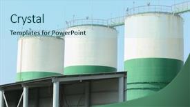  Presentation with elevators - Colorful PPT theme enhanced with modern grain elevators in seaport backdrop and a  colored foreground