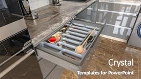  Presentation with well - Colorful presentation theme enhanced with modern grey beige and white backdrop and a coral colored foreground