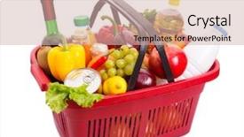  Presentation with modern food - Audience pleasing slide set consisting of modern grocery - basket full off fruits backdrop and a soft green colored foreground