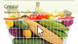  Presentation with food white layout - Audience pleasing presentation theme consisting of modern grocery - basket with food on white backdrop and a cream colored foreground