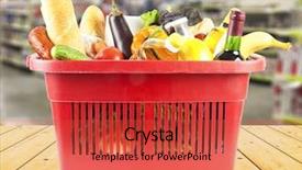  Presentation with products supermarket - Presentation design enhanced with modern grocery - brown table and on background background and a red colored foreground