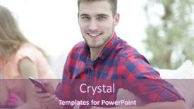  Presentation with smartphone - Theme with modern-guy-with-a-smartphone background and a violet colored foreground