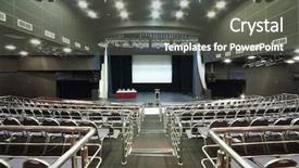  Presentation with meetings - Slide set with modern hall for business meeting background and a dark gray colored foreground