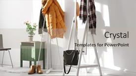  Presentation with interior - Slides consisting of modern hall interior with hanging background and a mint green colored foreground