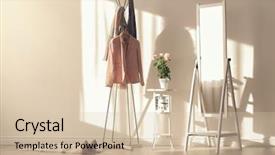  Presentation with interior - Theme with modern hall interior with hanging background and a soft green colored foreground