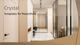  Presentation with light colors - Presentation design with modern-hallway-in-light-colors background and a lemonade colored foreground