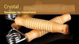  Presentation with black-hand - Amazing PPT layouts having modern-hand-trainer-on-black backdrop and a tawny brown colored foreground