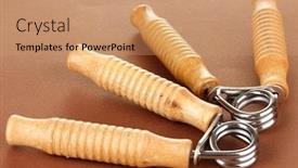  Presentation with trainer - PPT layouts having modern-hand-trainer-on-brown background and a coral colored foreground