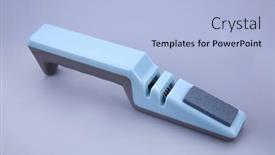  Presentation with modern - PPT theme enhanced with modern-handheld-sharpener-for-knife background and a light blue colored foreground
