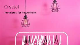  Presentation with light bulbs - Beautiful PPT layouts featuring modern hangers and light bulbs on pink wall background backdrop and a coral colored foreground