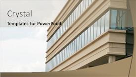  Presentation with highrise building - Presentation enhanced with modern-highrise-city-office-building background and a coral colored foreground