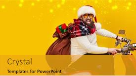  Presentation with rides - Audience pleasing PPT theme consisting of modern-hipster-santa-claus-funny backdrop and a gold colored foreground