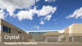  Presentation with wooden cross against the sky - Amazing slide set having modern hospital building against sky backdrop and a violet colored foreground