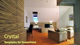  Presentation with bed hotel - Audience pleasing slides consisting of modern hotel room apartment indoor backdrop and a tawny brown colored foreground