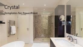  Presentation with bathroom - Cool new presentation design with modern house interior bathroom view backdrop and a mint green colored foreground