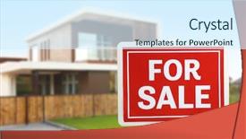  Presentation with for sale sign - PPT layouts with modern house outdoors real estate background and a sky blue colored foreground