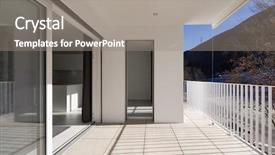  Presentation with house building plans - Beautiful slides featuring modern house terrace with railing backdrop and a gray colored foreground