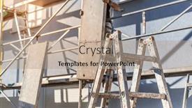  Presentation with scaffold - PPT theme enhanced with modern-house-under-construction background and a coral colored foreground