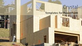  Presentation with under construction - Amazing PPT theme having modern-house-under-construction backdrop and a  colored foreground