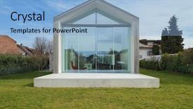  Presentation with house - PPT theme consisting of modern house view from lawn background and a light blue colored foreground