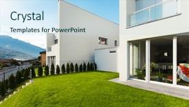  Presentation with white house roof - Presentation theme consisting of gardenhouse - modern house white view background and a  colored foreground