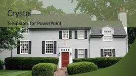  Presentation with house - Cool new slides with modern house with red door backdrop and a violet colored foreground