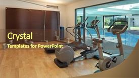  Presentation with gym - Colorful presentation theme enhanced with modern house with spa backdrop and a tawny brown colored foreground