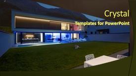  Presentation with swimming pool - Presentation design with modern-house-with-swimming-pool background and a tawny brown colored foreground