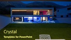  Presentation with swimming pool - Presentation theme consisting of modern-house-with-swimming-pool background and a  colored foreground