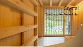  Presentation with bathroom - PPT theme featuring modern house wooden interiors bathroom background and a gold colored foreground