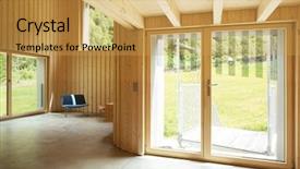  Presentation with opening ceremony of house - Cool new PPT theme with modern house wooden interiors open backdrop and a yellow colored foreground