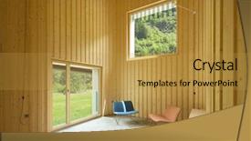  Presentation with opening ceremony of house - PPT layouts consisting of modern house wooden interiors open background and a gold colored foreground