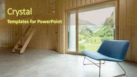  Presentation with opening ceremony of house - Colorful PPT layouts enhanced with modern house wooden interiors open backdrop and a tawny brown colored foreground